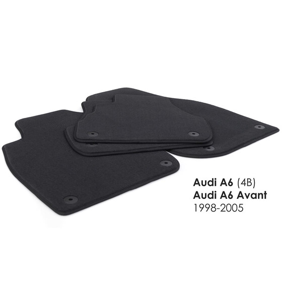 Fußmatten passend für Audi A6 C5 4B Premium Qualität Velours Autoteppich 4-teilig schwarz