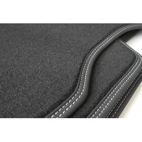 PREMIUM Fußmatten passend für M5 BMW 5er E60 E61 4-teilig, schwarz mit silberner Doppelnaht