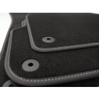 Premium Fußmatten passend für VW Touareg 7P Velours Matten Automatten Set 4-teilig Schwarz, Silberne Naht