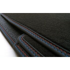 Fußmatten passend für BMW 5er E34 M5 Doppelnaht Rot Blau Premium Qualität Velours 4-teilig