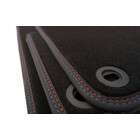 Fußmatten passend für 3er BMW Cabrio E36 M3-Design Premium Velours Autoteppich Doppelnaht Rot / Blau