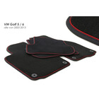 Fußmatten passend für VW Golf 5 / 6 / Jetta /Scirocco (Premium Velours) Nubuk mit rotem Band 4er Set Matten
