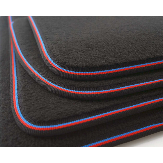 Fußmatten passend für BMW E39 5er Premium Velours Autoteppich M5 Edition 4-teilig Rot Blau