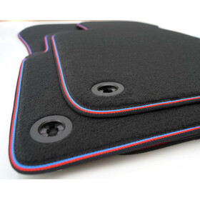 Fußmatten passend für BMW 3er Cabrio E36 Premium Velours - Schwarz Rot Blau Tuning Autoteppich Set 4-teilig