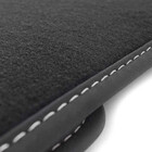 Fußmatten passend für Skoda Kodiaq Velours Premium Automatten 4-teilig schwarz mit weißer Naht