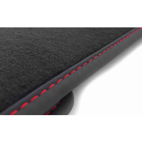 Fußmatten für Seat Ibiza V KJ ab 2017 Premium Velours (Rote Ziernaht) Automatten Tuning Auto Teppich 4-teilig