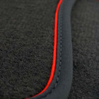Fußmatten passend für VW Polo 6 (AW) ab 2017 Premium Qualität Velours Autoteppich 4-teilig schwarz Zierband Rot