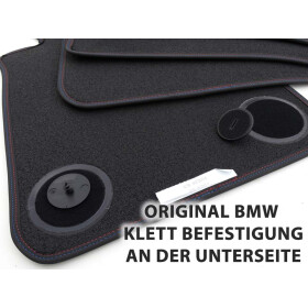 BMW 3er E90 2005-2013 Fußmatten Velours Webrand Blau Rot