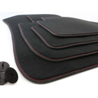 Fußmatten passend für BMW 3er F30 F31 M3 F80 Sport Tuning Premium Qualität Automatten 4-teilig Velours schwarz, Ziernaht Rot
