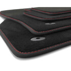 Fußmatten Passend für VW Polo 5 6R 6C GTI Cross R-Line Premium Qualität Velours Autoteppich 4-teilig schwarz Ziernaht Rot