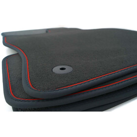 Fußmatten passend für VW T-Roc (ab 2017) Premium Qualität Automatten 4-teilig Velours schwarz, Zierband Rot