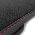Fußmatten passend für VW Touran II 5T Velours Premium Matten Autoteppich 4-teilig Schwarz, Ziernaht Rot