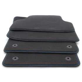 Fußmatten passend für Skoda Karoq ab 2017 Premiummatten Autoteppich Tuning Style 4x Velours, Ziernaht Blau