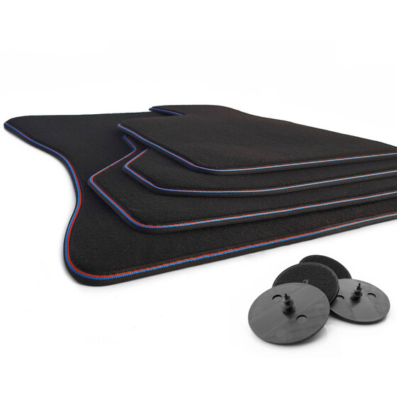 Fußmatten passend für BMW X6 M (E71) Premium Velours Autoteppich 4-teilig Automatten Original Qualität Schwarz, Rot, Blau