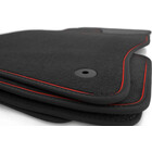 Fußmatten Passend für VW Golf 8 (alle) Premium Automatten Zubehör Tuning Qualität 4x GTI R-Line (Zierband Rot) Velours schwarz