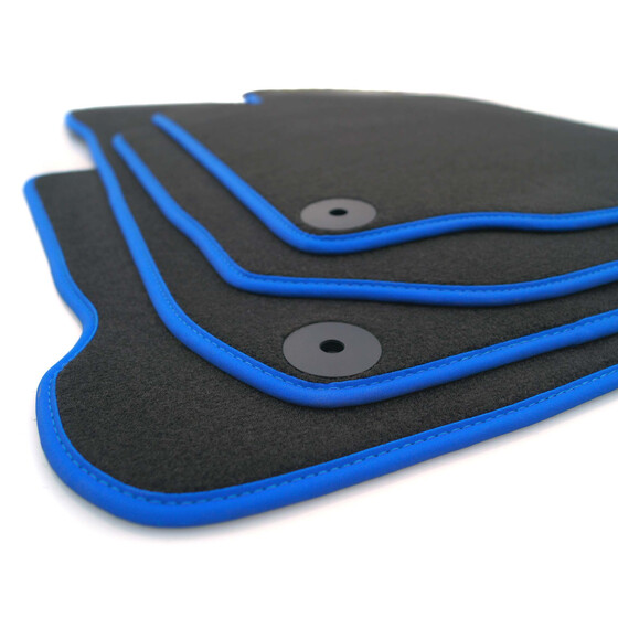 Fußmatten passend für VW Polo 6 AW alle Velours Matten Premium Automatten Schwarz Blau 4er Set