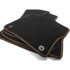 Fußmatten für Cupra Formentor passend (Zierstreifen Kupfer, Braun) Premium Velours Matten Set 4-teilig Autoteppich