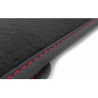 Fußmatten für Seat Leon 4 IV KL / ST / Cupra Leon passend Velours Premium Matten Innen Automatten mit Roter Ziernaht, 4-teilig