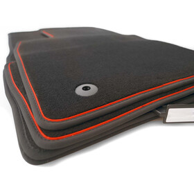 Fußmatten DS7 Crossback (Zierstreifen Rot) Premium Velours Matten Automatten in Original Qualität 4-teilig Schwarz