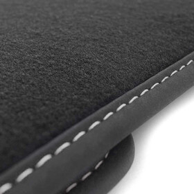 Fußmatten DS7 Crossback (Ziernaht Silber) Premium Velours Matten Innen Automatten komplett, Schwarz