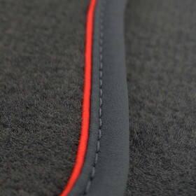 Fußmatten Mazda CX-5 (edler Roter Zierstreifen) Velours in Premium Original Qualität Automatten Autoteppich Schwarz 4-teilig