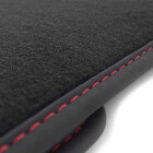 Fußmatten für Seat Tarraco (alle) - Ziernaht Rot - Velours Premium Automatten 4-teilig Schwarz Matten Set