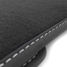 Fußmatten für Seat Tarraco (alle) Ziernaht Weiß Velours Premium Automatten 4-teilig Schwarz Matten Set